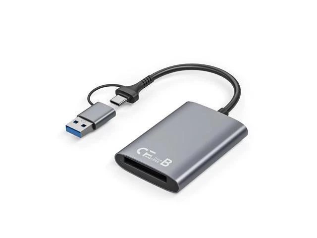 Alt view image 5 of 8 - 2 in 1 USB 3.0 Type C 10Gbps Card Reader with Cable Compatible with CFexpress Type A/ CFexpress Type B & SD Memory Cards Gray CFe-B
