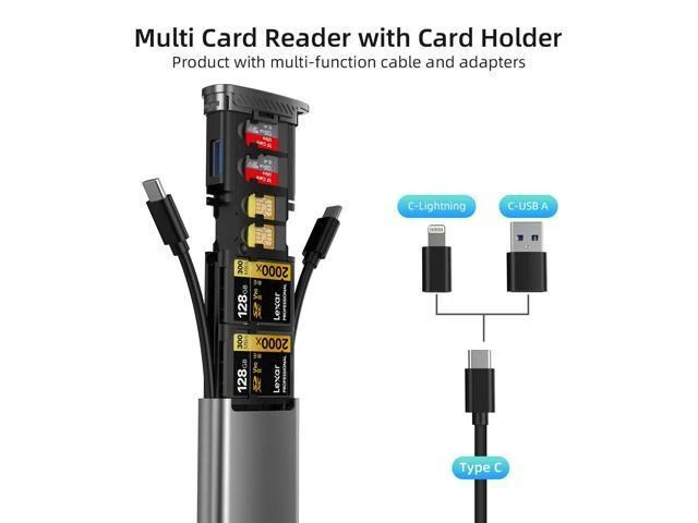 Alt view image 9 of 12 - USB 3.0 OTG Adapter Card SD TF Card Reader Type C Carrying Case for Cameras and Smartphones