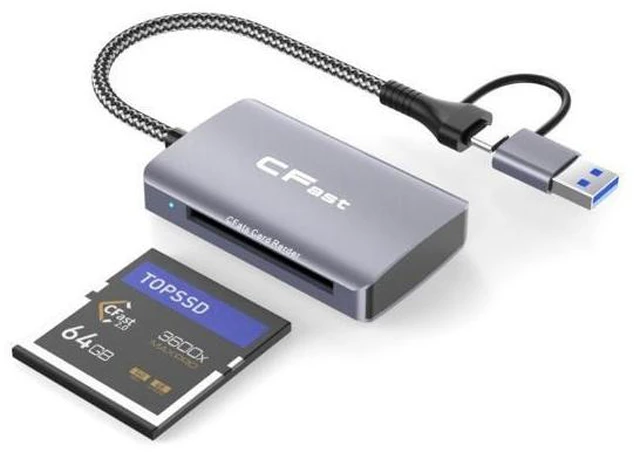 Alt view image 8 of 12 - External CFexpress Card Reader USB C SD TF All in One Reader Grey CFast + SD + TF + USB + USB C