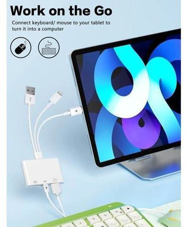 Alt view image 13 of 14 - SD Card Reader for iPhone Pad-OTG Adapter & TF/SD Card Reader with USB-C(Data/Charge/Audio)+USB-A for Digital Camera Photo Transfer Lightning/USB/Type-C 3 Cords to Transfer Photos from Camera to Phone