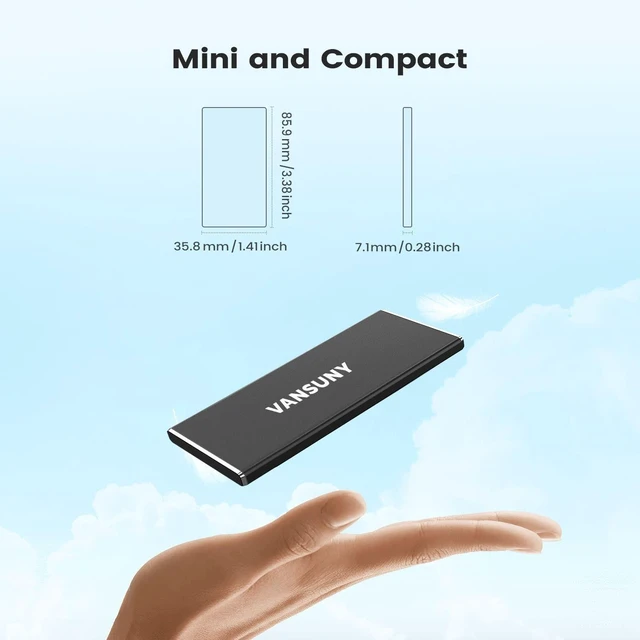 Alt view image 8 of 10 - Vansuny 1TB Portable External SSD, USB 3.1 Gen2 500MB/s High-Speed Data Transfer, Metal USB C Mini Portable External Solid State Drive for PC, Laptop, Phones and More