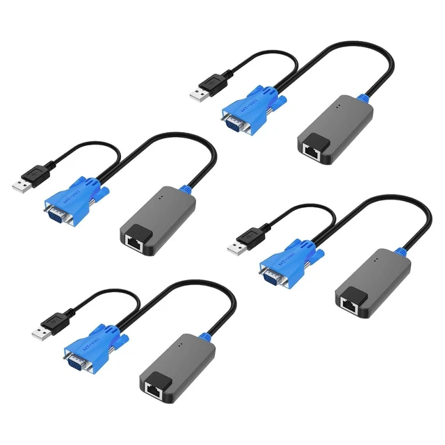 Alt view image 3 of 3 - 4 Pack USB VGA to RJ45 Dongle, Work for CAT6 KVM Switch (1708MS-IP) Extend Distances up to 230ft/70m from KVM Console to Servers