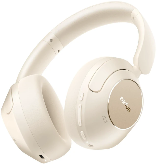 Alt view image 6 of 10 - EarFun Wave Pro Active Noise Canceling Headphones, Wireless Over Ear Bluetooth Headphones, LDAC Hi-Res Sound, 5 Mics AI Clear Call, 80H Playtime, Multipoint Connection, Comfort Fit, Oat White