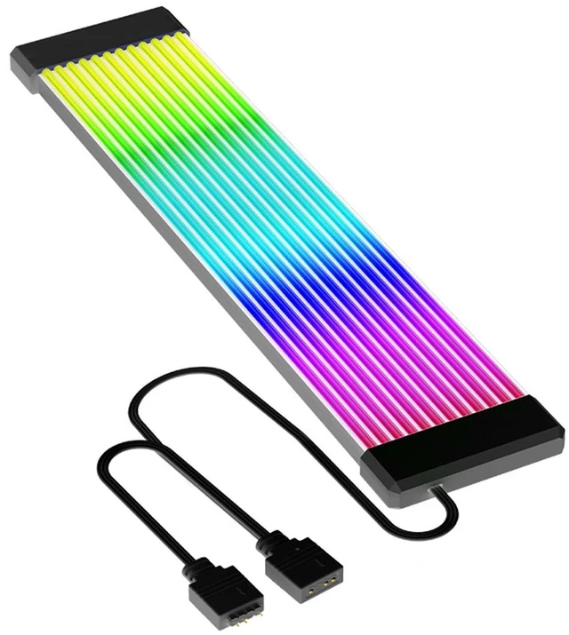 Alt view image 8 of 14 - ARGB PSU Cable, ARGB PC Cable for Motherboard Power Supply Extension, 5V 3 Pin Bendable Silicone Sync ARGB Power Extension Cable for PC GPU CPU (X12 Wide (for 24 Pin Or 3x8 Pin