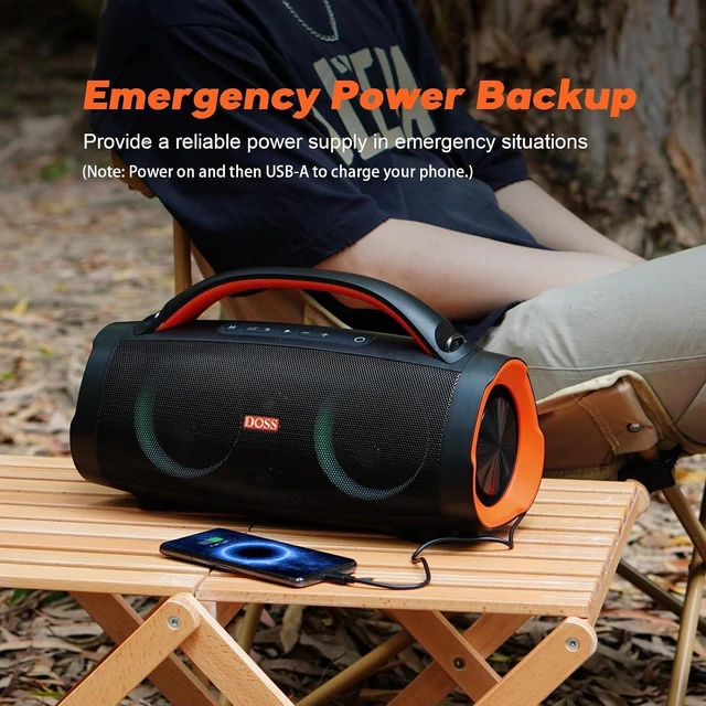 Alt view image 10 of 14 - Extreme Boom Pro 100W Loud Outdoor Speaker, 2+2 Channel, IPX6 Waterproof, Bluetooth 5.3, 20H Playtime, Dynamic Lights, Portable Speaker for Camping, Beach, Pool, Working Outside - Orange