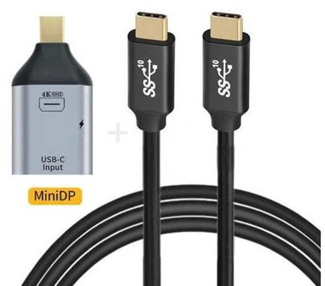 Alt view image 5 of 6 - 10Gbps Cable 100W & USB-C Type C Female Source to Mini Displayport DP Sink HDTV & PD Power Adapter 4K 60hz 1080p