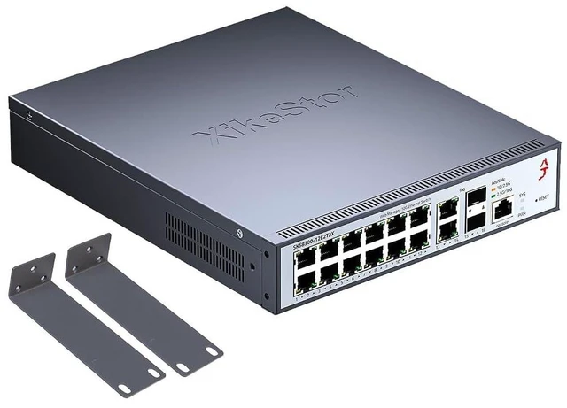 Alt view image 14 of 14 - 16-Port 2.5G L3 Managed Ethernet Switch, 2.5Gb Network Switch with 12x2.5G RJ45|2x10G RJ45|2x10G SFP+ Ports, DHCP/OSPF/BGP/VLAN/ACL/LACP/IGMP Supported, Built-in Smart Fan, Desktop/Wall-Mount