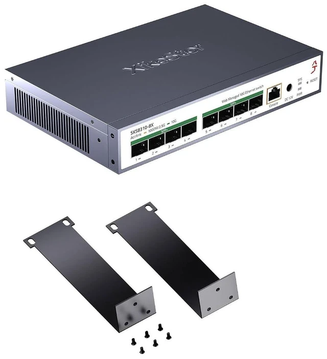 Alt view image 7 of 12 - 8-Port 10Gbps SFP+ L3 Managed SwitchSupports 1/2.5/10G Modules, 160Gbps BandwidthSupported DHCP/OSPF/BGP/RIP/VLAN/ACL/LACP/ARP/IGMP, Intelligent Fan Cooling, Desktop/Wall-Mount