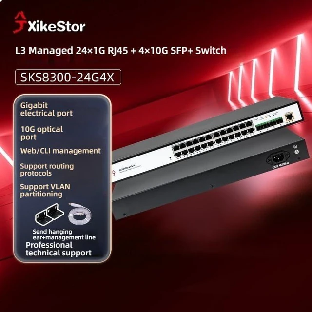 Alt view image 9 of 14 - 28-Port Gigabit PoE++ Layer 3 Managed Switch, 24 x PoE+ Ports (30W Each) & 4 x 10G SFP+, 400W Total Power, Supports VLAN, Link Aggregation, QoS, ACL, IGMP for Business Networking