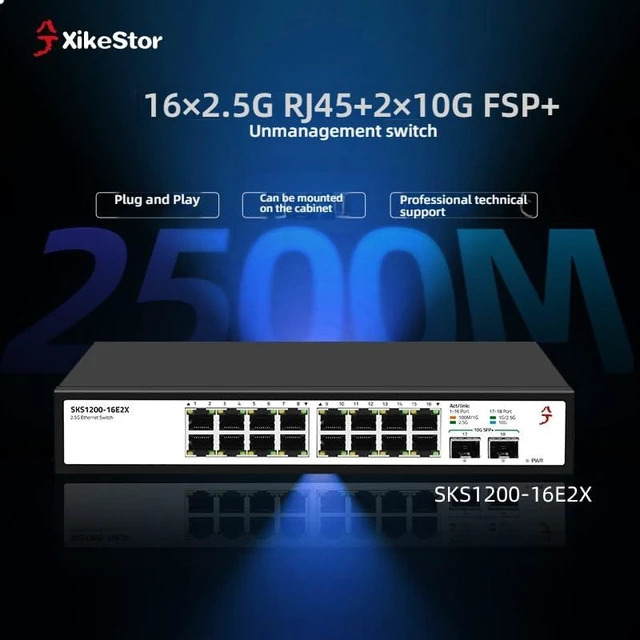 Alt view image 9 of 14 - 18-Port 2.5G Switch with 2-Port 10G SFP, Unmanaged, Fanless & Silent, for Home NAS, Gaming, 4K/8K Streaming