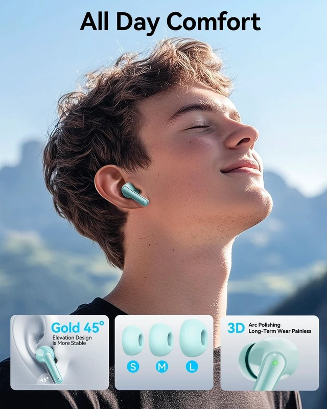 Alt view image 13 of 14 - Wireless Earbuds Bluetooth Ear Buds Headphones with LED Charging Case Deep Bass Stereo Sound 40 Hours Playtime IP7 Lightweight in-Ear Earphones for iPhone Android Sports Workout