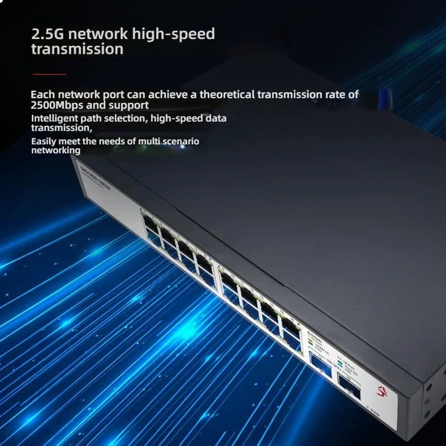 Alt view image 10 of 14 - 18-Port 2.5G Switch with 2-Port 10G SFP, Unmanaged, Fanless & Silent, for Home NAS, Gaming, 4K/8K Streaming