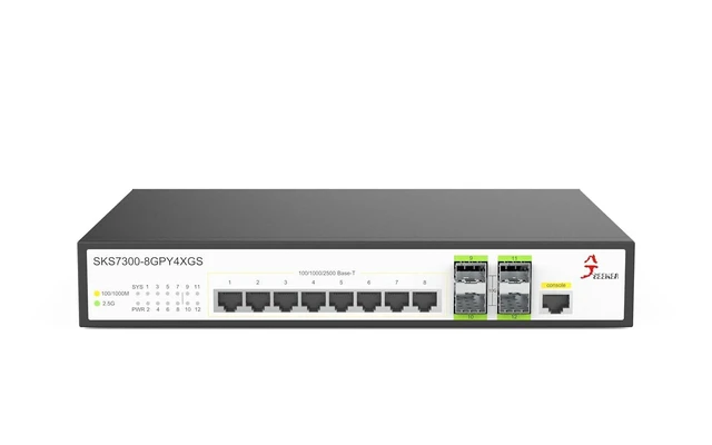 Alt view image 8 of 14 - 12-Port 2.5GbE L2 Managed Switch | 8X 2.5G RJ45 + 4X 10G SFP+ | VLAN, QoS, IGMP, SNMP | Web/CLI Managed | Metal Rack-Mount