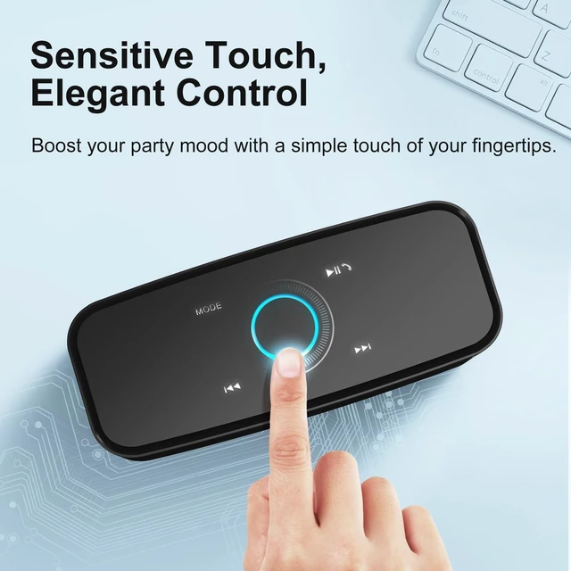 Alt view image 10 of 14 - SoundBox Touch Wireless Bluetooth Speaker-12W HD Sound with Rich Bass, IPX5 Waterproof, 20H Playtime, Handsfree, for Gatherings, Home, Office, Outdoor, Travel-Black