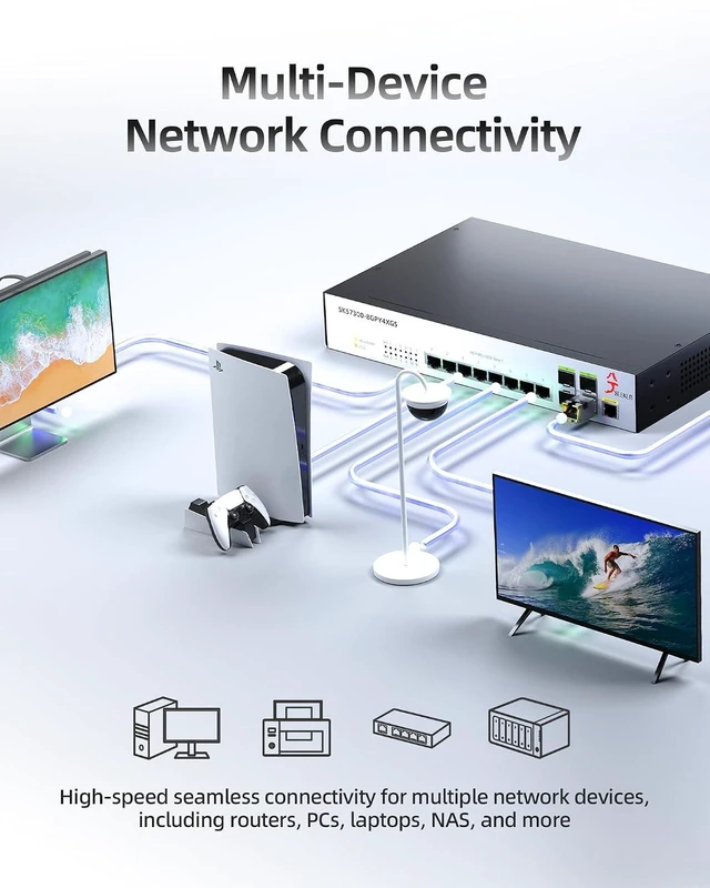 Alt view image 14 of 14 - 12-Port 2.5GbE L2 Managed Switch | 8X 2.5G RJ45 + 4X 10G SFP+ | VLAN, QoS, IGMP, SNMP | Web/CLI Managed | Metal Rack-Mount