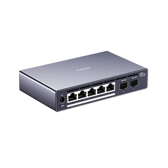 Alt view image 8 of 14 - 7 Port Switch, 5 Port 2.5G PoE Switch, 2 Port 10G SFP+, IEEE802.3af/at, Total Power Supply 100W, Maximum Power per Port 30W, unmanaged, Plug and Play, Compatible with 100/1000/2500Mbps, fanless