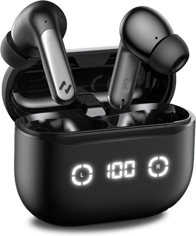 Alt view image 8 of 14 - Wireless Earbuds Noise Cancelling Bluetooth 5.4 Headphones with 4 ENC Noise Cancelling Mic 40H Playtime in-Ear Bluetooth Ear Buds 7 Preset EQs via App LED Display