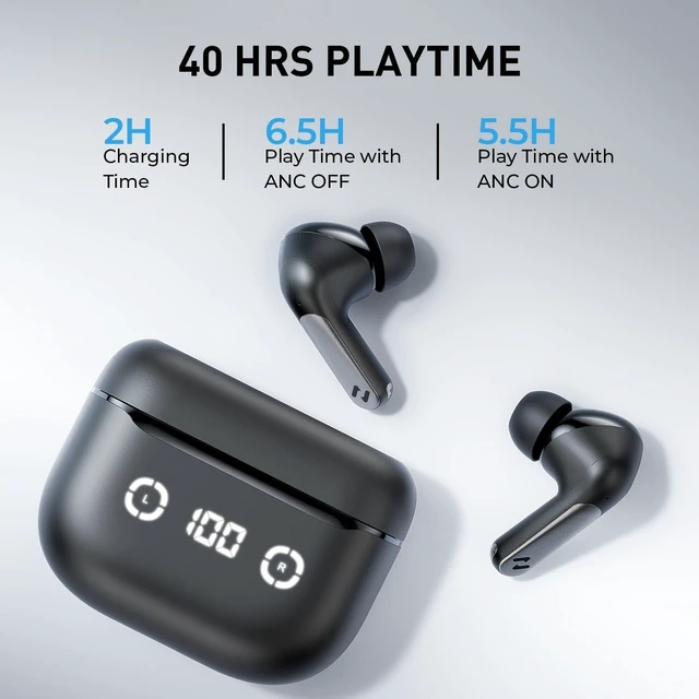 Alt view image 11 of 14 - Wireless Earbuds Noise Cancelling Bluetooth 5.4 Headphones with 4 ENC Noise Cancelling Mic 40H Playtime in-Ear Bluetooth Ear Buds 7 Preset EQs via App LED Display