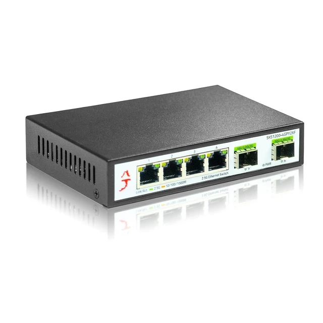 Alt view image 8 of 14 - 6-Port 2.5G Unmanaged Ethernet Switch, 2.5 Gigabit Network Switch, 4X 2.5G RJ45 Ports&2X 10G SFP+, Ethernet Splitter, Metal Housing, Plug&Play