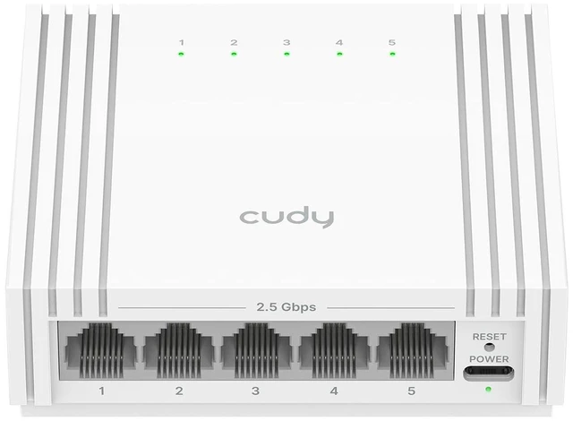 Alt view image 2 of 2 - 5Port 2.5G EasyManaged Ethernet Switch USBC Power HS105U | Web control, VLAN, QoS, loop prevention, Cat5e, Silent, NAS, Gaming, Office, Desktop setups, Wall-mount, plug and play