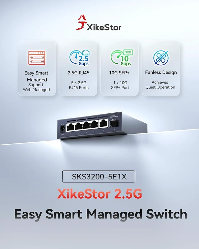 Alt view image 9 of 14 - 6-Port 2.5G Web Managed Ethernet Switch, VLAN/QoS/STP/IGMP/LACP Supported, Fanless Easy Smart 2.5Gb Network Switch, Aluminum Housing, Desktop/Wall-Mount