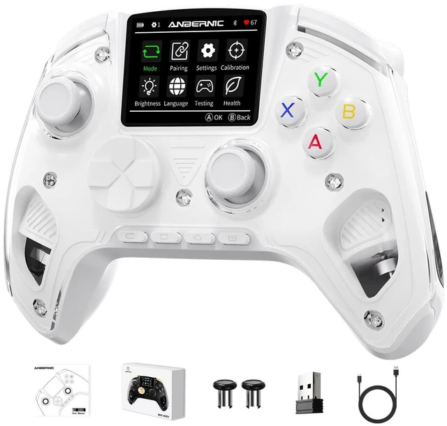 Alt view image 8 of 14 - RG G01 Interactive Screen Wireless Gaming Controller Compatible with PC/Steam/Linux/Android/Switch/IOS 2.4G Wireless Bluetooth Controller Gamepad Hall Effect Triggers(White)