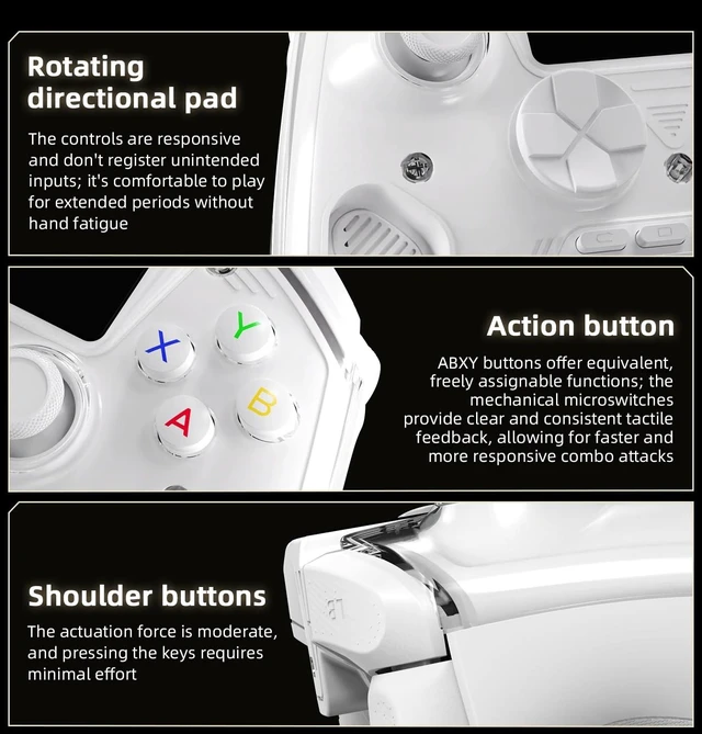 Alt view image 13 of 14 - RG G01 Interactive Screen Wireless Gaming Controller Compatible with PC/Steam/Linux/Android/Switch/IOS 2.4G Wireless Bluetooth Controller Gamepad Hall Effect Triggers(White)