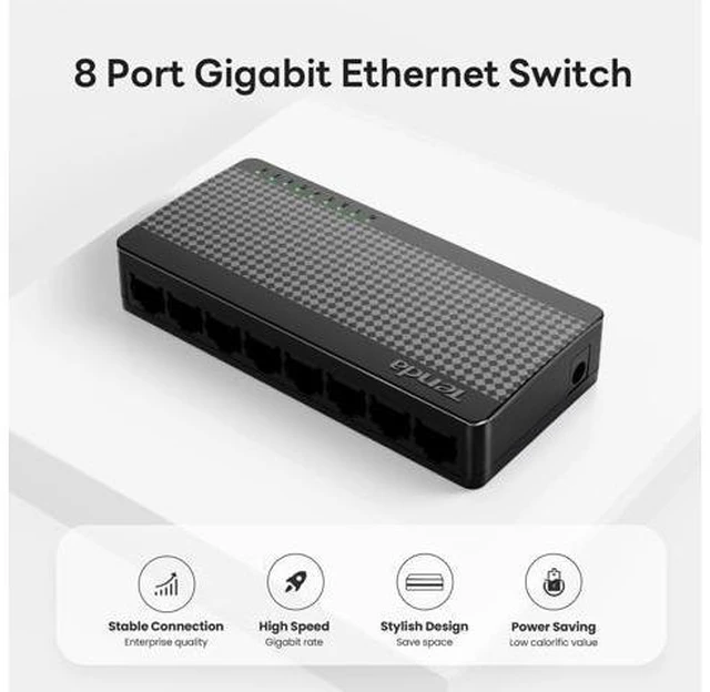Alt view image 10 of 14 - Tenda SG108, 8 Port Gigabit Switch, Unmanaged Home Ethernet Switch, Office Ethernet Splitter, Plug & Play, Plastic Case, Desktop/ Wall-Mount, Fanless Quiet, Limited Lifetime Protection