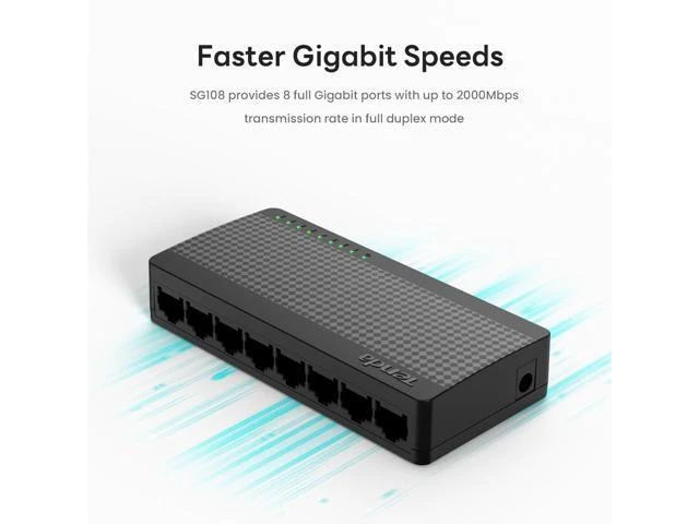 Alt view image 11 of 14 - Tenda SG108, 8 Port Gigabit Switch, Unmanaged Home Ethernet Switch, Office Ethernet Splitter, Plug & Play, Plastic Case, Desktop/ Wall-Mount, Fanless Quiet, Limited Lifetime Protection