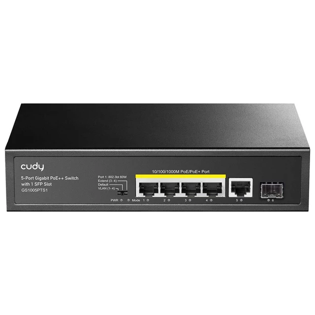 Alt view image 2 of 2 - 5 Port 120W Gigabit PoE+ Switch, PoE Switch, 60 Watts Port 1, 4 PoE Ports, 802.3 at/AF, VLAN, Extension to 250 Meters, Not Support 802.3bt, GS1005PTS1