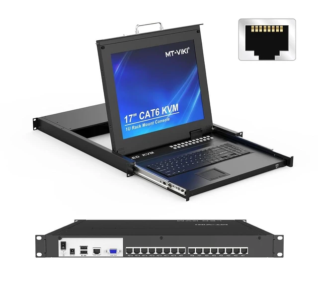 Alt view image 3 of 3 - CAT6 Rack Mount KVM,16 Port USB VGA/HDMI KVM Console Over RJ45 Cable, VGA/HDMI Cat6 Dongles Ordered Separately