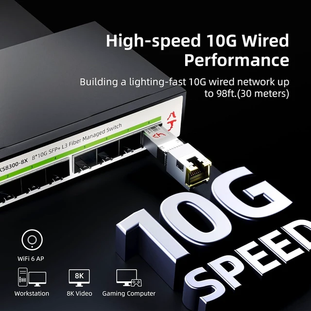 Alt view image 9 of 14 - 10GBase-T SFP+ to RJ45 Transceiver, 10G Copper SFP+ to Ethernet Module, Up to 30m, Plug and Play, Compatible with Cisco, Meraki, Ubiquiti, Fortinet, Mikrotik, Netgear, TP-Link and More