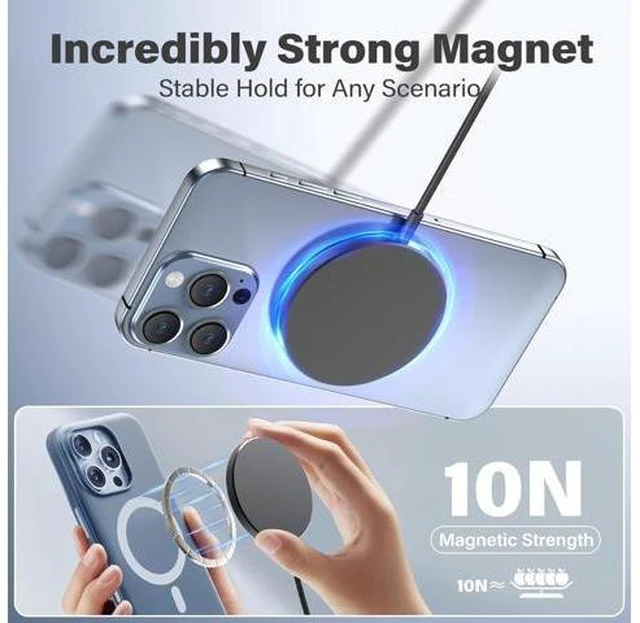Alt view image 11 of 14 - Magnetic Wireless Charger Charging Pad: 15W Qi Fast Portable for iPhone 17 16e 16 15 14 13 12 Series & AirPods 4 3 2 Pro-Google Pixel 10 Series & Galaxy S25 Qi2 Ready-USB-C/A Dual Ports 3 Pack Black