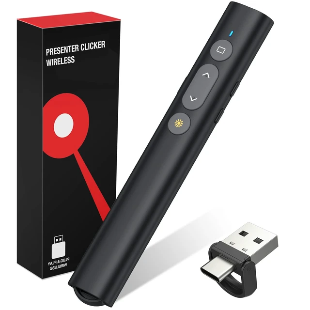 Alt view image 8 of 14 - 2 in 1 USB Type C Presentation Clicker with Laser Pointer, Wireless Presenter for PowerPoint Presentation PPT Clicker, 2.4GHz Presenter Remote Slide Advancer with Bright Red Laser Pointer