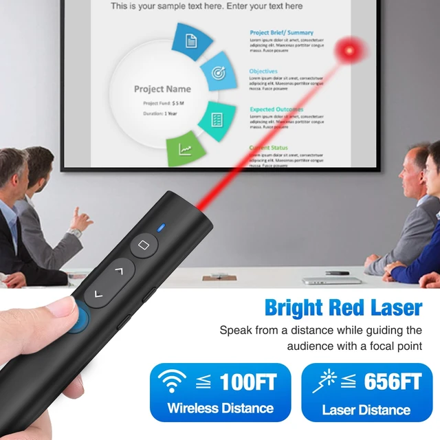 Alt view image 9 of 14 - 2 in 1 USB Type C Presentation Clicker with Laser Pointer, Wireless Presenter for PowerPoint Presentation PPT Clicker, 2.4GHz Presenter Remote Slide Advancer with Bright Red Laser Pointer