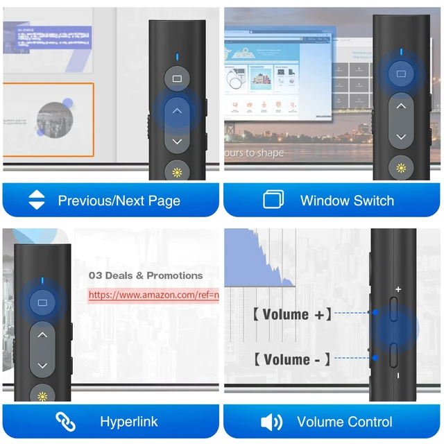 Alt view image 11 of 14 - 2 in 1 USB Type C Presentation Clicker with Laser Pointer, Wireless Presenter for PowerPoint Presentation PPT Clicker, 2.4GHz Presenter Remote Slide Advancer with Bright Red Laser Pointer