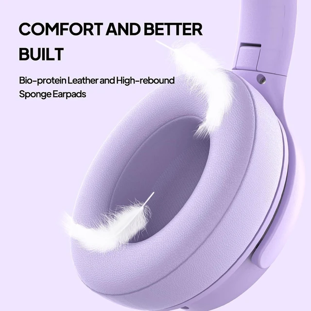 Alt view image 10 of 10 - ADOOPE Wired Over-Ear Headphones with USB C Connector, Hi-Fi Stereo Sound, Noise-Isolating Ear Cups, Comfortable Fit for USB C Devices (with Bag, Purple)