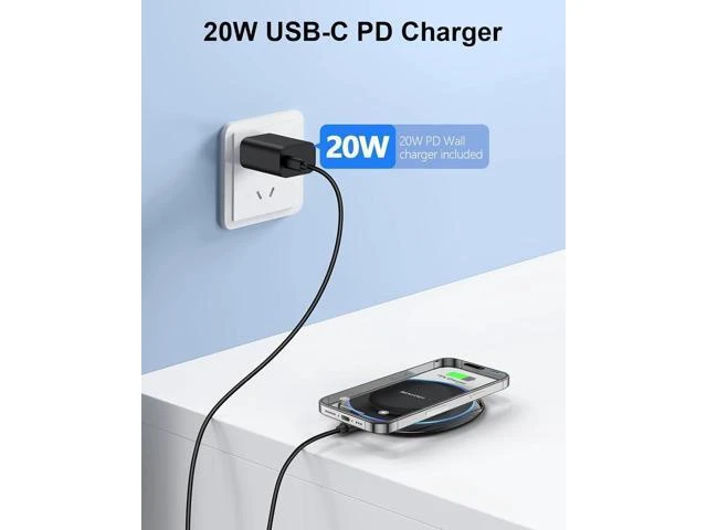 Alt view image 10 of 14 - Magnetic Wireless Charger Compatible with MagSafe Charger for iPhone 17/17 Air/16/15/14/13 Pro/Plus Fast Wireless Charging Pad Phone Charger Mat for AirPods 3/2 Pro with USB-C 20W PD Adapter