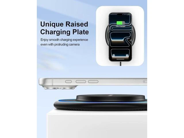 Alt view image 11 of 14 - Magnetic Wireless Charger Compatible with MagSafe Charger for iPhone 17/17 Air/16/15/14/13 Pro/Plus Fast Wireless Charging Pad Phone Charger Mat for AirPods 3/2 Pro with USB-C 20W PD Adapter