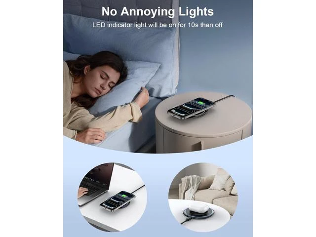 Alt view image 13 of 14 - Magnetic Wireless Charger Compatible with MagSafe Charger for iPhone 17/17 Air/16/15/14/13 Pro/Plus Fast Wireless Charging Pad Phone Charger Mat for AirPods 3/2 Pro with USB-C 20W PD Adapter