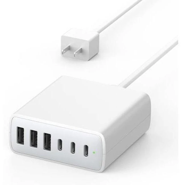 Alt view image 8 of 14 - USB C Fast Charger Block, 100W 6 Ports Charging Station Hub for iPhone 16 15 14 13 Pro Max, iPad Pro Air Mini, Galaxy, for Air-pods 4, Pro 2, 25W PPS Type C Wall Charger with LED, 5ft Cord