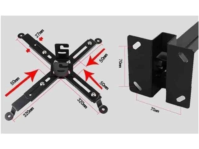 Alt view image 9 of 12 - Portable Projector Stand Black Color Projector Ceiling Mount Adjustable 43 to 65cm Roof Bracket for DLP LCD LED Wall Hanger Adjustable Projector Mount