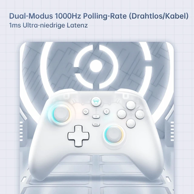 Alt view image 10 of 14 - JAYSUING G3V2 Bluetooth Controller for Pc/Switch/Ios/Android, Hall Effect Joysticks, RGB Lighting Gaming Controller,2 Programmable Buttons,1000mah Battery With Charging Station, White