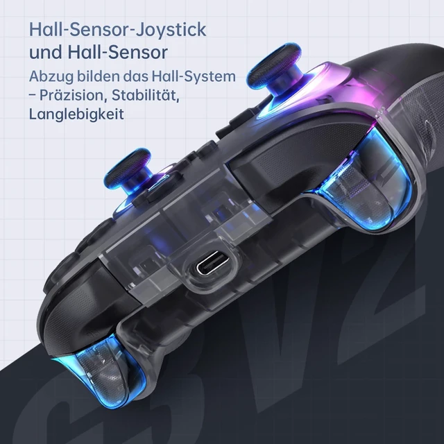 Alt view image 12 of 14 - JAYSUING G3V2 Bluetooth Controller for Pc/Switch/Ios/Android, Hall Effect Joysticks, RGB Lighting Gaming Controller,2 Programmable Buttons,1000mah Battery With Charging Station, White