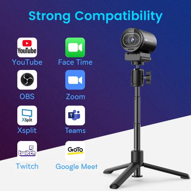 Alt view image 14 of 14 - S600 4K Webcam for Streaming - Sony 1/2.5'' Sensor, PDAF Autofocus, 1080P@60FPS, 2 Noise Reduction Mics, Built-in Privacy Cover, 73° FOV, Streaming Camera for Live Commerce/Gaming/Beauty
