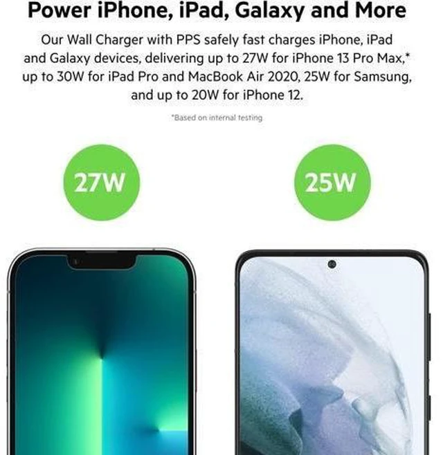 Alt view image 9 of 14 - USB C Charger Block 30W Fast Charging - iPhone 17 Air Pro Pro Max Galaxy S25 iPad AirPods Watch Nintendo Switch 2 & More - White