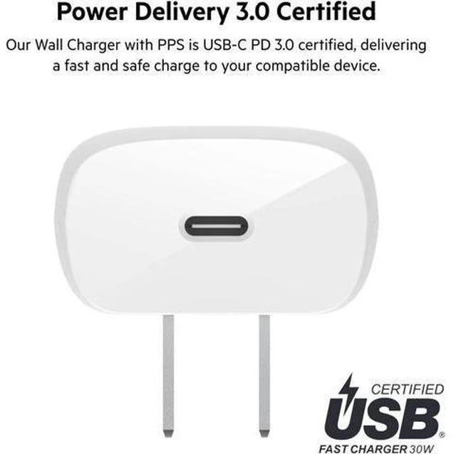 Alt view image 12 of 14 - USB C Charger Block 30W Fast Charging - iPhone 17 Air Pro Pro Max Galaxy S25 iPad AirPods Watch Nintendo Switch 2 & More - White