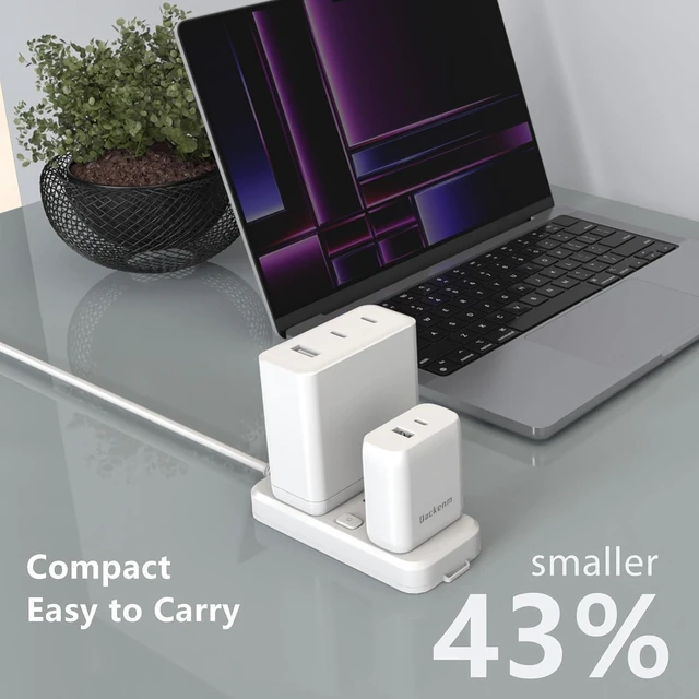 Alt view image 11 of 14 - 65W USB C Charger with 5FT USB C Cable Type C Charger Fast Charging 2-Port Wall Charging Block for MacBook Pro/Air iPhone 17/16/15 iPad Pro/Air Galaxy S24/S23 Pixel Steam Deck (White)