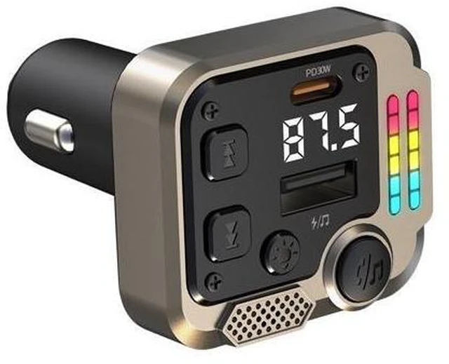 Alt view image 7 of 12 - BT5.3 Multifunctional Wireless Car Adapter with FM Radio, 30W Fast Charger, 2 USB Ports, Handsfree Music Player Charger