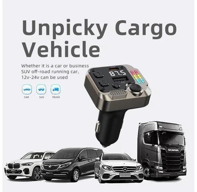 Alt view image 8 of 12 - BT5.3 Multifunctional Wireless Car Adapter with FM Radio, 30W Fast Charger, 2 USB Ports, Handsfree Music Player Charger